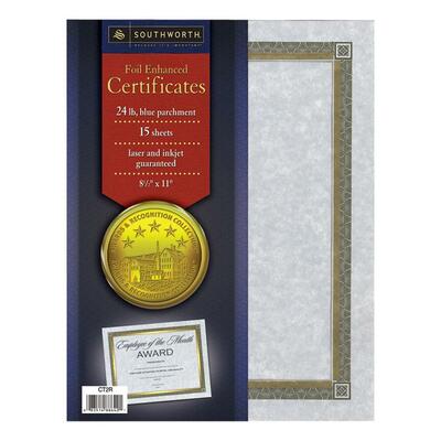 Certificate Refill24Lb8-1/2"x11"15 per PackBlue W/Gold Foil