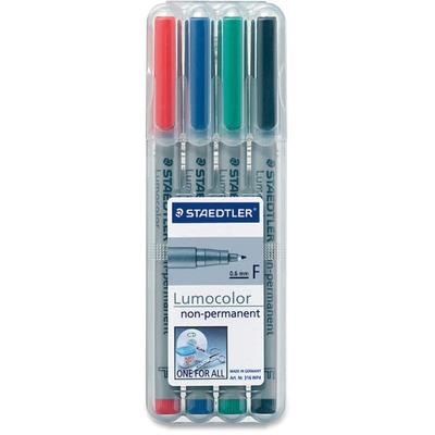Lumocolor Nonpermanent Markers Fine Point 4/Ct. Assorted