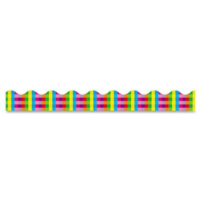 Bulletin Board Border, Rainbow Plaid, 2-1/4"x39"