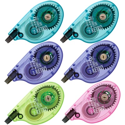 Correction Tape Retro1/6"x394" 6/BX Assorted Dispenser