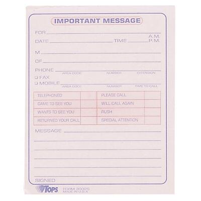 ""Important Message"" Pad 4-1/4""x5-1/2"" BE/RD Ink per Pack Paper
