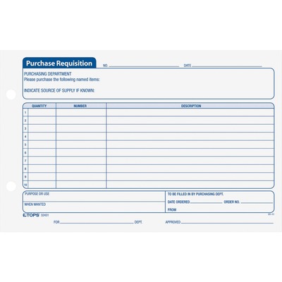 ""Purchase Requisitions"" Forms 5-1/2""x8-1/2"" Blue/White