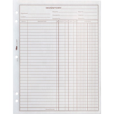 ""Inventory"" Sheets 8-1/2""x11"" White Bond Paper