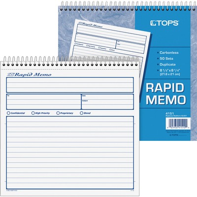 ""Rapid Memo"" Book Carbonless 2-Part 8-1/2""x7-3/4""