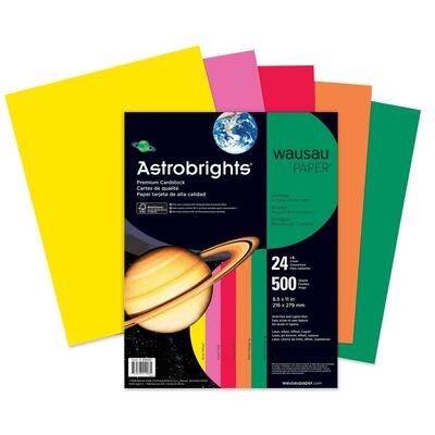 Astro Paper 24 Lb 8-1/2"x11" 500/RM Pink/RD/GN/OE/YW