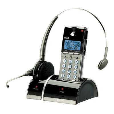 Cordless Phonew/ Wireless HeadsetWall MountBlack/Silver