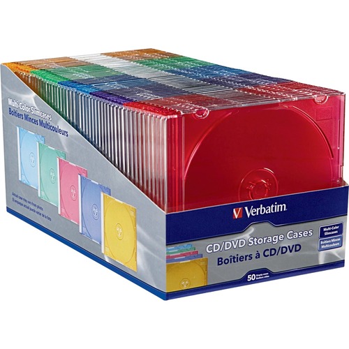 Verbatim Verbatim CD/DVD Color Slim Jewel Cases, Assorted - 50pk