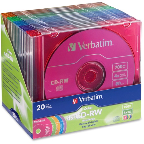 Verbatim CD-RW 700MB 2X-4X DataLifePlus with Color Branded Surface and