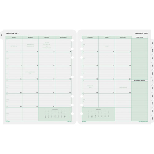 Day-Timer Monthly Calendar Refill