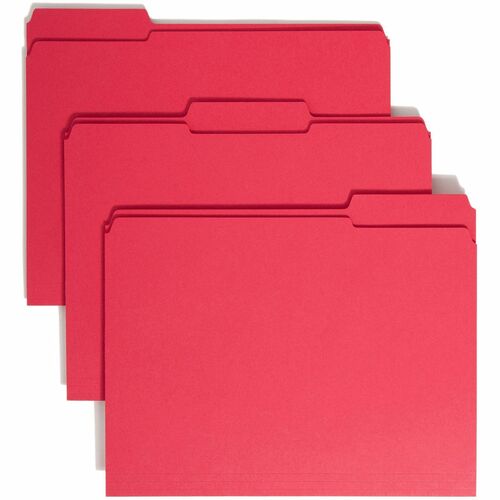 Smead Smead 12734 Red Colored File Folders with Reinforced Tab