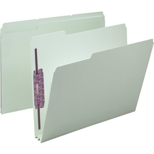 Smead 14934 Gray/Green Pressboard Fastener File Folders with SafeSHIEL