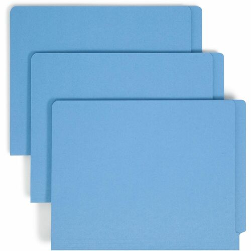 Smead 25040 Blue End Tab Colored Fastener File Folders with Reinforced