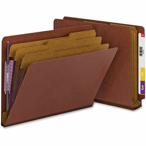 Smead 26865 Red End Tab Pressboard Classification Folders with SafeSHI