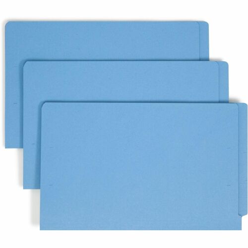 Smead Smead 28040 Blue End Tab Colored Fastener File Folders with Reinforced