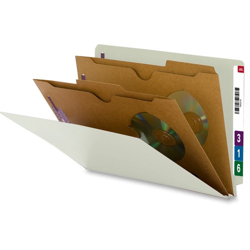 Smead 29710 Gray/Green End Tab Classification Folders with Pocket-Styl
