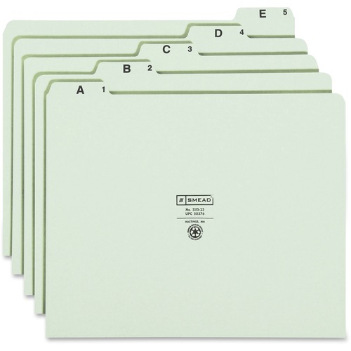Smead Smead 50376 Green Pressboard Guides with Alphabetic Indexed Sets