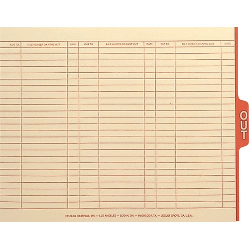 Smead Smead 61910 Manila End Tab Out Guides with Printed Form