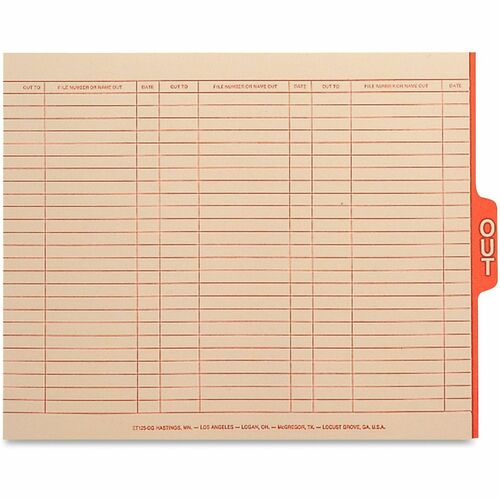 Smead Smead 63910 Manila End Tab Out Guides with Printed Form