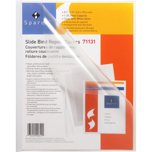 Sparco Sparco Slide Bind Transparent Report Covers