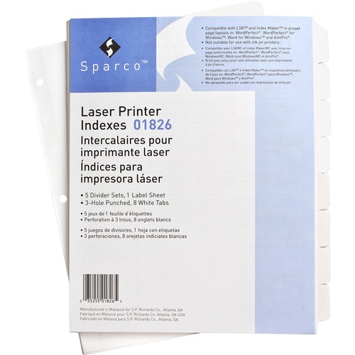 Sparco Punched Laser Index Divider