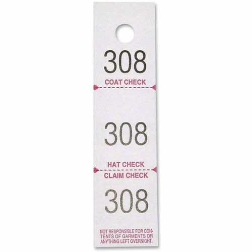 Sparco Sparco 3-Part Coat Check Ticket
