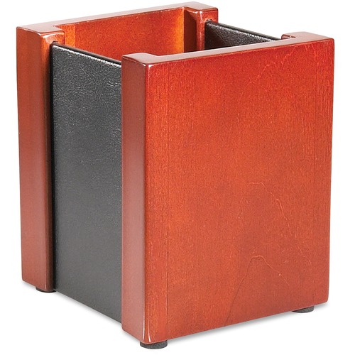 Rolodex Rolodex Jumbo Leather/Wood Pencil Cup Holder