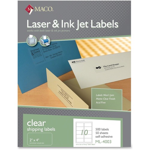 Maco MACO Laser/Ink Jet Matte Clear Multi-Purpose Labels