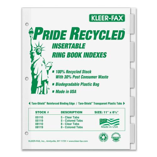 Kleer-Fax Recycled Insertable Ring Book Index