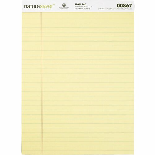 Nature Saver Nature Saver 100% Recycled Canary Legal Ruled Pads