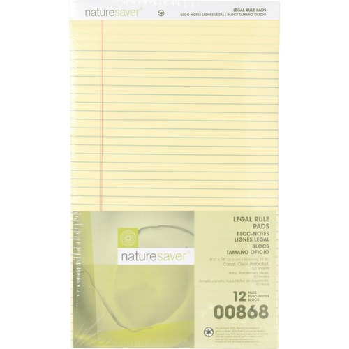 Nature Saver Nature Saver 100% Recycled Canary Legal Ruled Pads