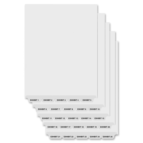 Kleer-Fax Legal 80000 Series Printed 1 - 25 Exhibit Index Divider