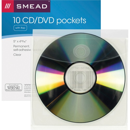 Smead Smead 68144 Clear Self-Adhesive Poly CD/DVD Pockets