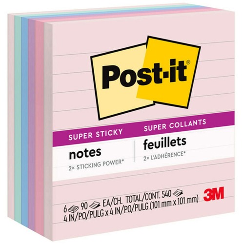 Post-it Recycled Super Sticky Lined Notes in Farmers Market Colors