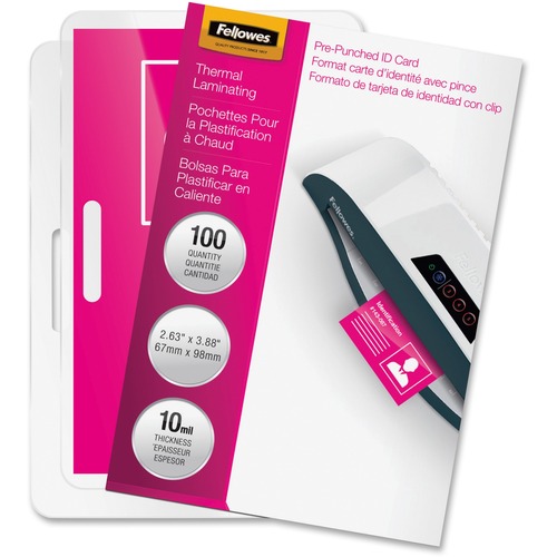 Fellowes Fellowes Glossy Pouches - ID Tag punched, 10 mil, 100 pack