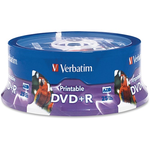 Verbatim Verbatim DVD+R 4.7GB 16X White Inkjet Printable, Hub Printable - 25pk