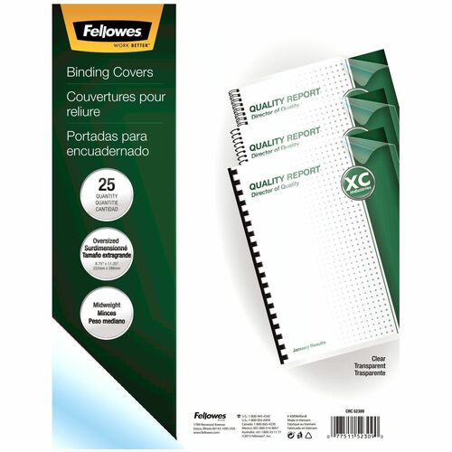 Fellowes Fellowes Transparent PVC Covers - Oversize, 25 pack