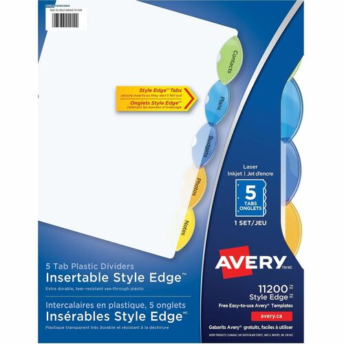 Avery Avery Style Edge Clear Plastic Insertable Divider