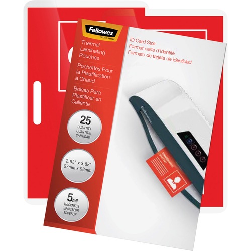 Fellowes Fellowes Glossy Pouches - ID Tag not punched, 5 mil, 25 pack