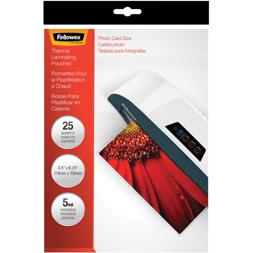 Fellowes Fellowes Glossy Pouches - 5mil, Photo, 25 pack