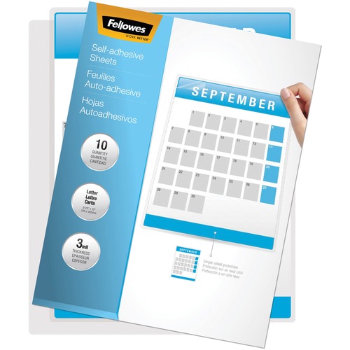 Fellowes Self Adhesive Laminating Sheets, 3mil Letter, 10 pack