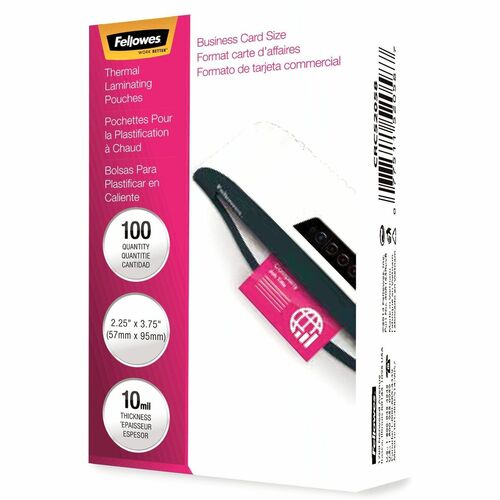 Fellowes Fellowes Glossy Pouches - Business Card, 10 mil, 100 pack