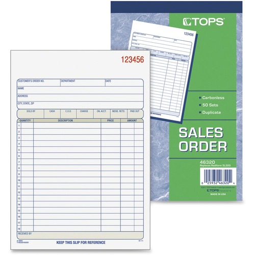 TOPS Tops 46320 Sales Order Book