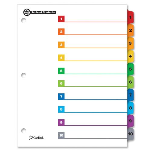 Cardinal Cardinal OneStep Printable Table of Contents Dividers