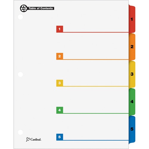 Cardinal OneStep Printable Table of Contents Dividers