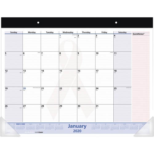 At-A-Glance QuickNotes Breast Cancer Awareness Desk Pad Calendar