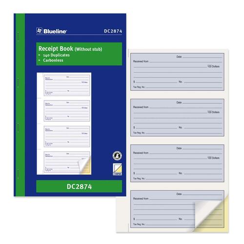 DOMINION BLUELINE DC2874 BLIDC2874  RECPT NCR 11x6.7 200 DUP 4/PG