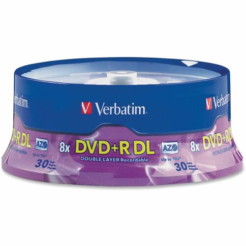 Verbatim Verbatim DVD+R DL 8.5GB 8X with Branded Surface - 30pk Spindle