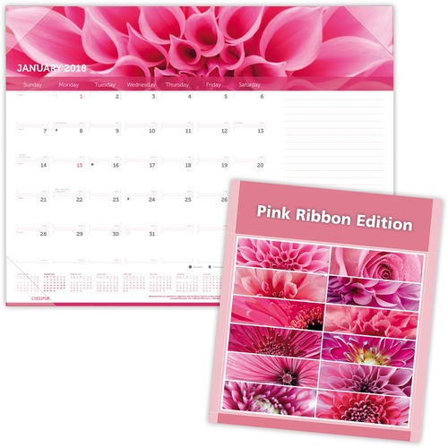 Rediform Rediform Pink Ribbon Monthly Desk Pad Calendar