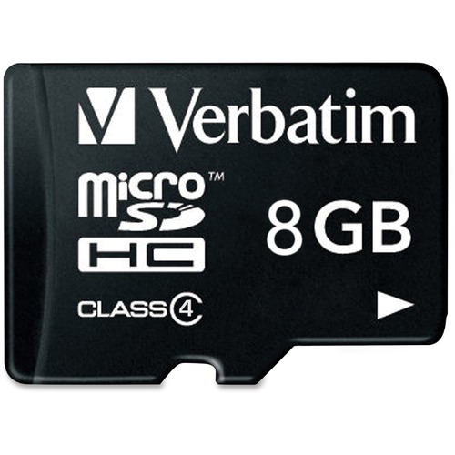 Verbatim 8GB MicroSDHC Memory Card with Adapter, Class 4