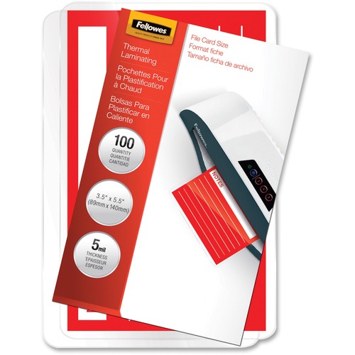Fellowes Fellowes Glossy Pouches - File Card, 5 mil, 100 pack